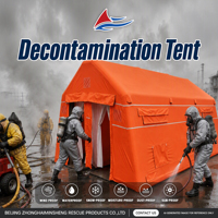 Tente de douche gonflable orange personnalisable, imperméable, à installation rapide pour les secours d'urgence et les stations de terrain