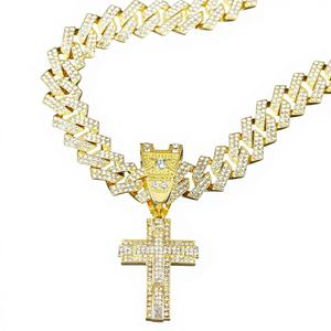 Christian Religious Cross Pendant High Quality Fashion Hip Hop Style CZ Diamond Iced Zinc Alloy Gold Silver Plated Third Charms - Product Image 1