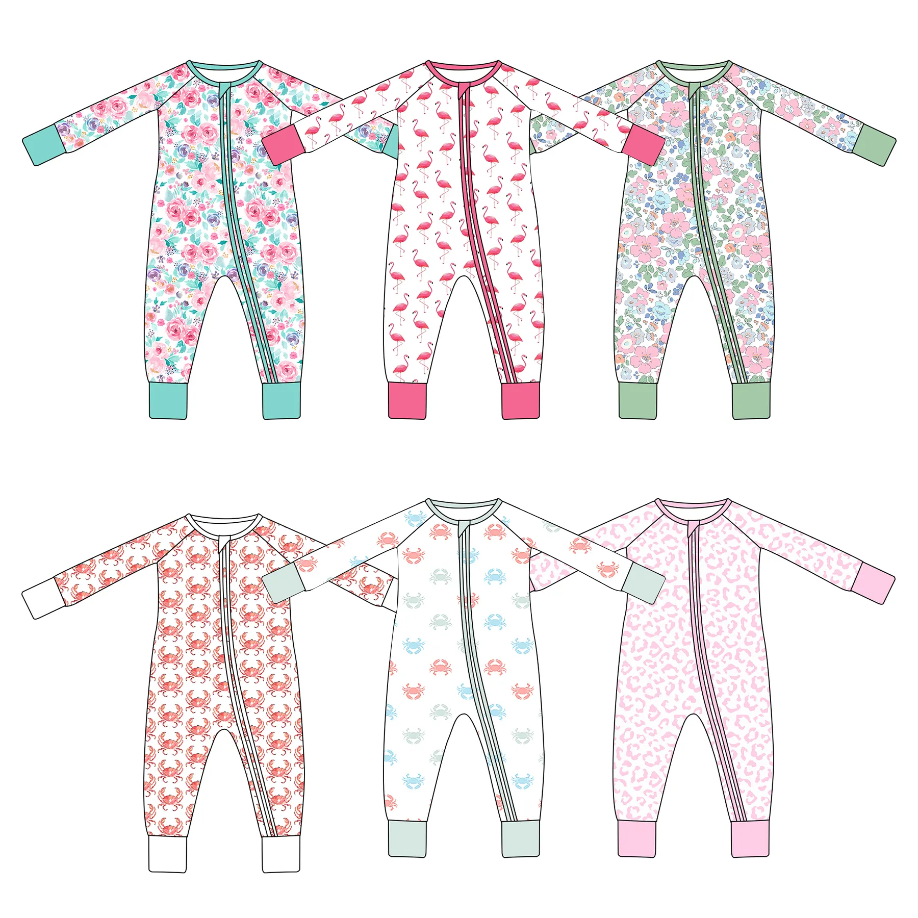 Discount Maximum Custom Organic Bamboo Clothing Zip Baby Rompers Wholesale Baby Boy's and Girls' Summer Baby Rompers