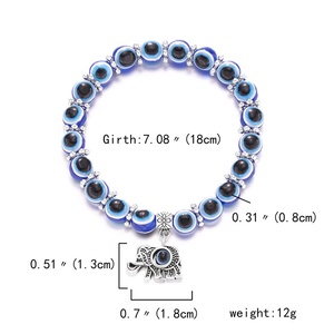 Braccialetto Elastico Fatto a Mano con Perline in Lega di Zinco Occhio Turco <span class=keywords><strong>Blu</strong></span> Portafortuna Gioielli per Donne Regalo per Feste Matrimoni Anniversari - Product Image 3