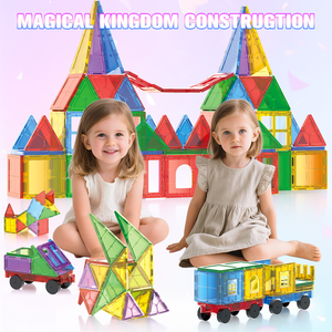 유아 아동용 교육 완구 DIY 자석 블록 세트, 투명 마그네틱 빌딩 블록 타일 어린이 자석 타일 장난감 - Product Image 3