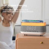Haut-parleur Bluetooth créatif le plus récent Réveil Chargeur sans fil Haut-parleur de musique Bluetooth avec lumière nocturne colorée