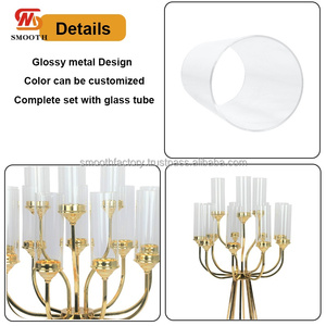 LEDA Wedding Events Table Decor Modern Luxury Metal Gold <b>Candlestick</b> Candle Holder - Product Image 2