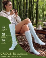 Bas de compression graduée en bambou 15-20 mmHg, hauteur genou, sans couture, décontractés, pour la santé des femmes et des hommes