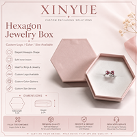 Boîte à bijoux hexagonale de forme spéciale, boîte en papier artistique personnalisable à deux couvercles, fermeture magnétique, plusieurs couleurs, gaufrage, paillettes
