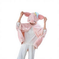 Pyjama unisexe en peluche polyester mignon, style cape, avec capuche, motif petit cochon, idéal pour les bureaux climatisés