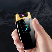 Briquet à double arc coupe-vent rechargeable USB en métal, sensible au toucher, nouveau modèle populaire, accessoires pour fumeurs, vente en gros