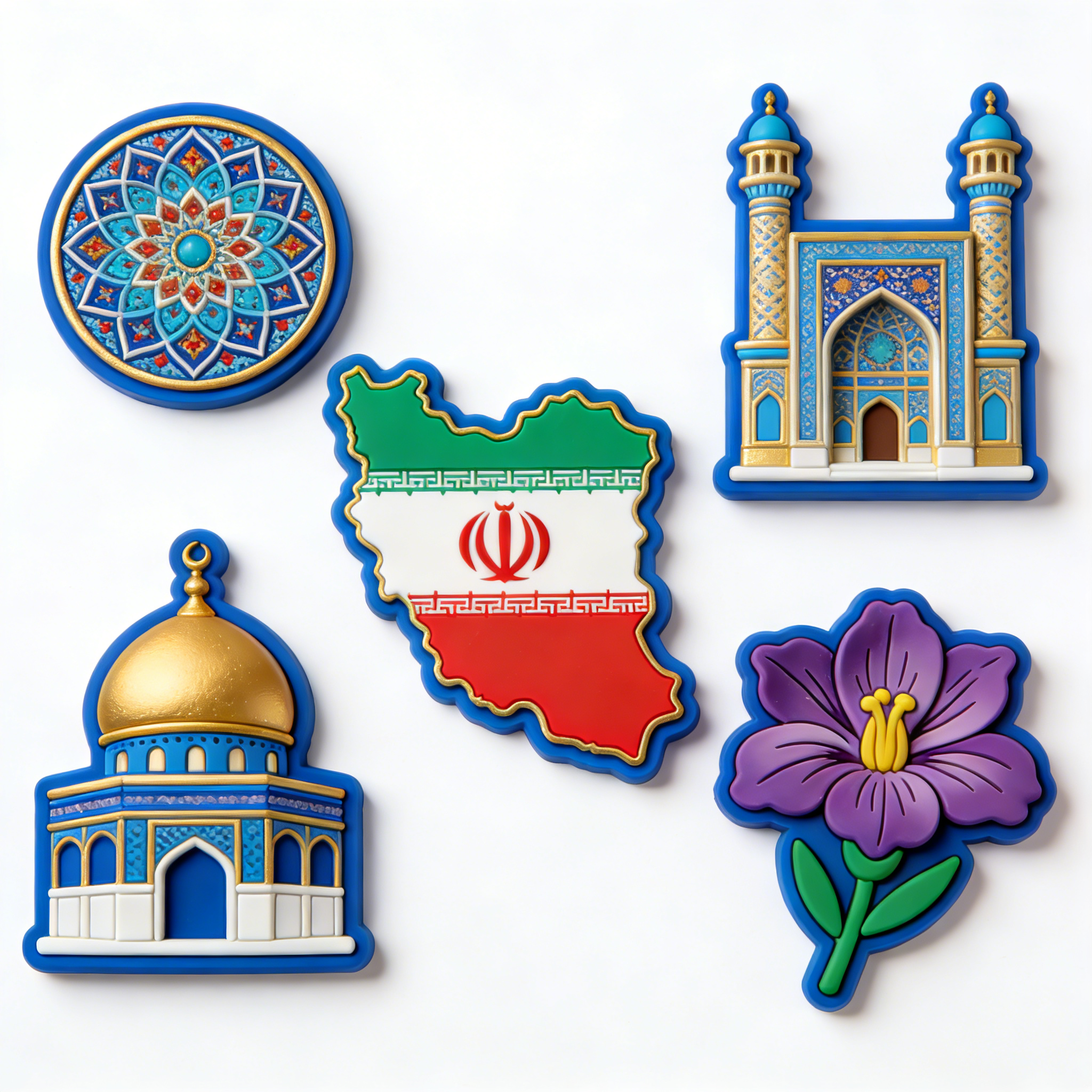 Lot De 2 Aimants Frigo Drapeau IRAN - 6x3 Cm - Petite Décoration Magnétique