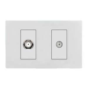 Interruptor de Pared y Enchufe de 2 Botones con Panel Táctil Moderno y Duradero para TV y Computadora en Hogar, Oficina y Hoteles - Product Image 1