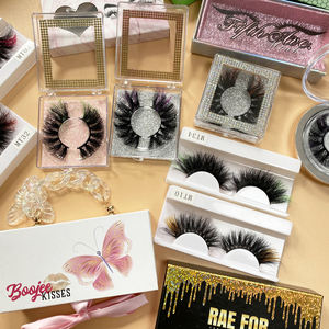 Nouvel arrivage de cils de vison 3D dramatiques de 25mm de Long, colorés à la main, vrais cils de vison épais et duveteux - Product Image 6