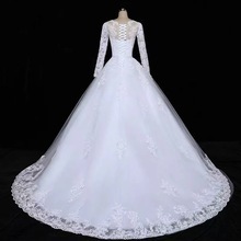 Vestido de Novia de Encaje con Cuello en V y Manga Larga, Estilo Vintage 2025, Vestido de Novia Elegante y Modesto, Personalizado, Superventas 2024 - Product Image 5