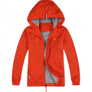 Veste coupe-vent personnalisée unisexe orange, légère, style safari, coupe décontractée, polyester, couleur unie, LOGO - Product Image 2