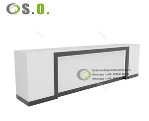 Vente directe en usine de luxe Comptoir de réception <span class=keywords><strong>Salon</strong></span> de beauté Hôtel Département des visites Réception Table en bois - Product Image 4