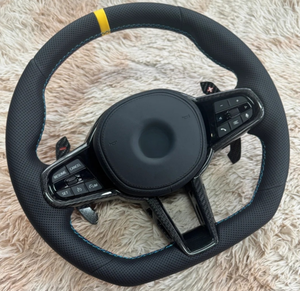 Volante deportivo <span class=keywords><strong>M</strong></span> de cuero negro personalizado para <span class=keywords><strong>BMW</strong></span> F10 F30 F31 F32 F20 E92 E60 X6 E71 X5 E70 M3 M4 M5 M6 - Product Image 6