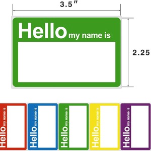 สติกเกอร์ติดกาวทำจากกระดาษทองแดงเป็นมิตรต่อสิ่งแวดล้อมหลากสีสวัสดีชื่อของฉันมีขนาดและรูปร่างที่กำหนดเองสำหรับเด็ก - Product Image 1