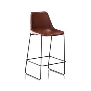 Modern Brown Leather <b>Bar</b> Stool Soft Cushion Ergonomic Design Swivel Seat Height Adjustable Breakfast Counter Kitchen Seating - Product Image 1