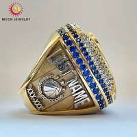 Bague de championnat de basketball FANTASY CHAMPION, personnalisable avec le nom de l'équipe et l'année, plaquée or, avec cristaux de zirconium, cadeau idéal