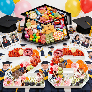 Plastic Food Student Class of Grade 2026 Graduation Cap Shaped Container Serving Tray Box - Product Image 3