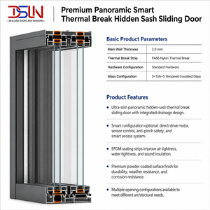 Puertas Corredizas Panorámicas de Aluminio Modernas Personalizadas, Vidrio Templado de Doble Acristalamiento para Aislamiento Térmico, Uso en Interiores y Jardines - Product Image 4