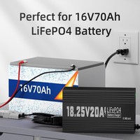 Chargeur de batterie au lithium LifePO4 16V 20A pour batteries Lipo 16V 70Ah pour bateau, camping-car, 5S 18.25V Chargeur de batterie LiFePO4 Li-ion