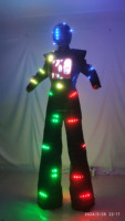 Combinaison de robot numérique à LED en couleur avec casque Disco DJ Party Performance Wear Kryoman Stilts Walker and Dancing