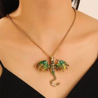 Collier Gothique Dragon Volant Coloré pour Femme et Homme, Bijoux Punk, Pendentifs Gothiques, Colliers Dragon Volant en Émail