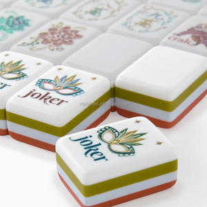 Ensemble de carreaux acryliques de Mahjong américain <span class=keywords><strong>orange</strong></span> moderne portable à 4 couches pour divertissement familial Ensemble de Mahjong gravé - Product Image 3