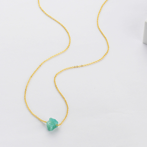 SS211 Gold Plated Drilled Birthstone Stone Moonstone Aquamarine Healing Crystal Silver Necklace - Product Image 4