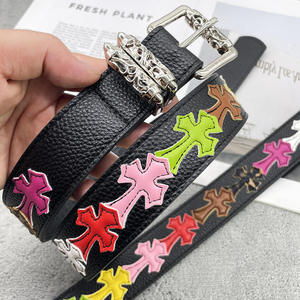<span class=keywords><strong>Ceinture</strong></span> en PU tendance pour homme, usage quotidien, motif croisé personnalisé, style punk jeune, boucle à ardillon, largeur 4 cm - Product Image 4
