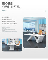 Bureau de travail moderne et simple, blanc, long, avec alimentation sans fil, pour salon de beauté, consultation médicale et usage par les superviseurs