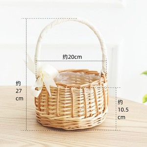 Cesta <span class=keywords><strong>de</strong></span> Mimbre Natural Hecha a Mano para Almacenamiento, Cesta Tejida para Flores Artificiales, <span class=keywords><strong>Arreglos</strong></span> Florales, Decoración del Hogar, Ropa - Product Image 4