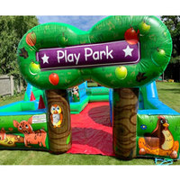 GMY Gonflables Parc de jeux gonflable à thème de cour de ferme Ville amusante pour enfants Hupfburg Château gonflable toboggans avec fosse à balles