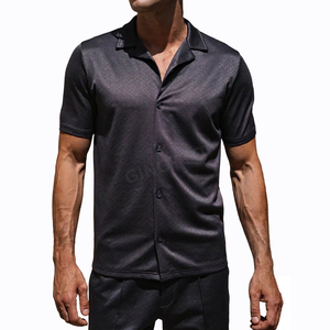Ensembles de chemises décontractées en coton mercerisé brillant pour hommes, respirants, à manches courtes, deux pièces, logo personnalisé, haute qualité - Product Image 2