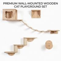 Meistverkaufter Massivholz-Wandkratzbaum Robuster Schwebender Kratzbaum für Mehrkatzen-Haushalte Kletterwand für Katzen