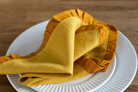 Napperons de table personnalisés en gros à volants, durables, anti-brûlure, 100 % lin, avec logo brodé ou imprimé