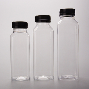 Plastic Beverage Bottles 250ml 350ml 400ml 500ml Plastic Juice Bottles Squared Juice Plastic Bottles With Tamper Proof Cap For Juice Beverage Packaging