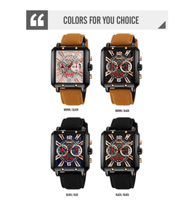 Skmei 9340 moda cara personalizada hombre <span class=keywords><strong>reloj</strong></span> de cuarzo agradable correa de cuero genuino 3 diales cronómetro personaje <span class=keywords><strong>reloj</strong></span> de negocios - Product Image 6