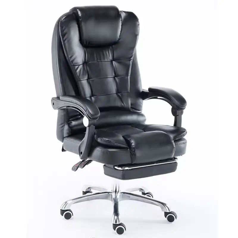 Adjustable Luxury PU Leather Boss Chair Swivel Office Chair with Light Feature Genuine Leather Seating for Villa Use