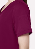 Ensemble de blouses médicales personnalisées pour femmes en tissu sergé rouge bordeaux, détectables par les détecteurs de métaux, en polyester/spandex, pour usage hospitalier