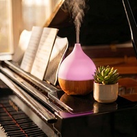 Difusor de Aromas con Base de Madera y Diseño de Gota de Agua, Humidificador Ultrasónico para el Hogar y el Dormitorio