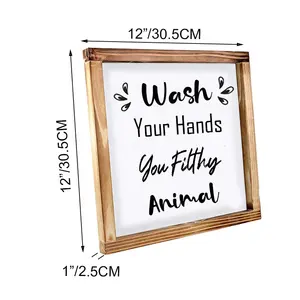 洗手你肮脏的动物标志12x 12英寸-浴室墙壁标志洗手标志浴室装饰