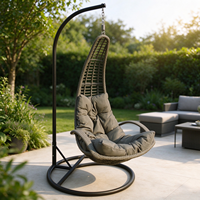 Fauteuil suspendu en rotin PE, design moderne, en forme d'œuf ou de goutte d'eau, avec structure en os de poisson, siège individuel avec coussin, pour intérieur et terrasse