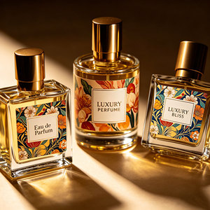 Étiquettes autocollantes personnalisées pour flacons de parfum, logo en relief, imprimées, durables, autocollants de marque, étiquettes adhésives pour emballages de produits cosmétiques - Product Image 1