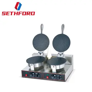 Commercial Electric Waffle Maker Double Head Waffle Cone Machine 2 plates Ice Cream Cone Maker