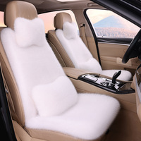 Coussin de siège de voiture en fausse fourrure de renard, épais et chaud pour l'hiver, housse de siège universelle, protection de siège auto pour l'intérieur du véhicule