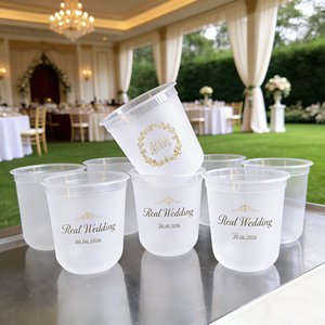 Gobelets personnalisés givrés pour réception de mariage, réutilisables, incassables, en plastique, avec initiales, cadeau de pendaison de crémaillère - Product Image 1