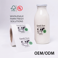 Étiquettes autocollantes personnalisées pour boissons au yaourt, qualité alimentaire, imperméables, résistantes au congélateur, avec logo imprimé, pour emballages de boissons probiotiques en rouleau