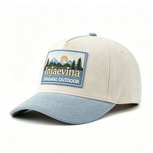 Casquette de baseball personnalisée brodée pour l'extérieur, casquette de camionneur en velours côtelé bleu clair avec patch brodé pour les sports de plein air - Product Image 3