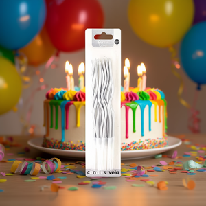 Velas Espirales Plateadas para Fiestas, 11 cm, 24 Unidades por Bolsa, Decoración de Cumpleaños - Product Image 3