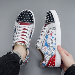Nuove <span class=keywords><strong>Scarpe</strong></span> Casual da Uomo Primavera 2026, Sneakers con Borchie, Stile Coreano alla Moda con Strass, <span class=keywords><strong>Scarpe</strong></span> Trendy da Uomo - Product Image 6